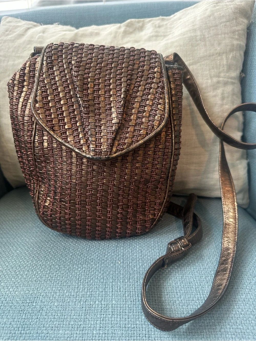 Sharif Leather & Fabric Woven Pattern Crossbody Bag